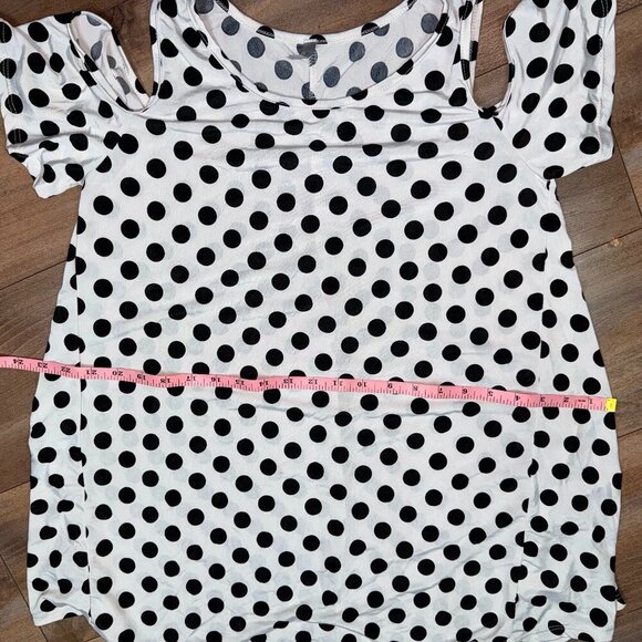 Polka Dot Cold Shoulder Women's Top Size Large Acting Pro - Picture 5 of 9